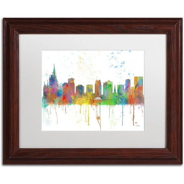 "Orlando Florida Skyline Mclr-1" Canvas Art by Marlene Watson, White Matte, Wood Frame