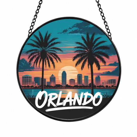 Orlando Florida Travel Stained Glass Sun Catchers, Travel Souvenir Window Decor