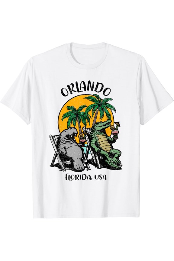 Orlando Florida USA Funny Manatee Alligator Design T-Shirt, Unisex T-Shirt