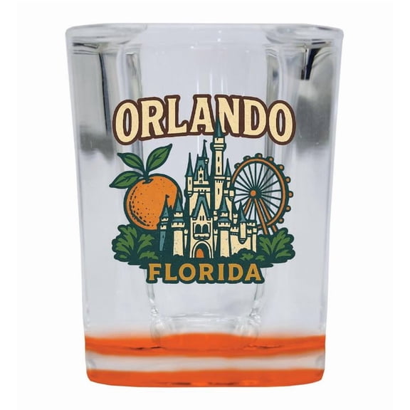 Orlando Florida Vintage Design Souvenir 2 oz Square Shot Glass – Orange