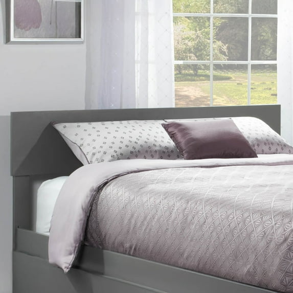 AFI Orlando Full Modern Solid Wood Panel Headboard with Attachable Charger, Grey