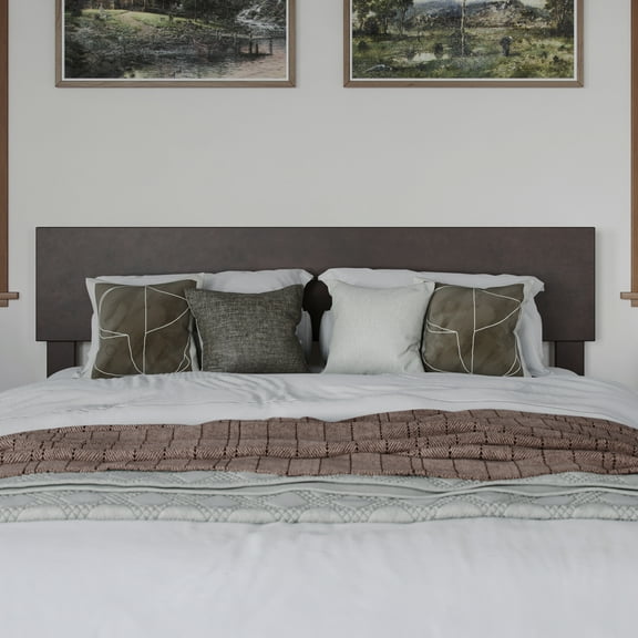 AFI Orlando Full Modern Solid Wood Panel Headboard with Attachable Charger, Espresso