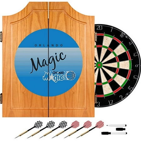 Orlando Magic NBA Hardwood Classics Dart Cabinet Set with Darts and Board - Blue, Silver