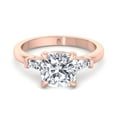 thumbnail image 1 of Orlando - Moissanite Cushion Cut Lab Diamond Engagement Ring With Tapered Baguette Sidestones, 1 of 5