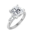 thumbnail image 1 of Orlando - Moissanite Cushion Cut Lab Diamond Engagement Ring With Tapered Baguette Sidestones, 1 of 5