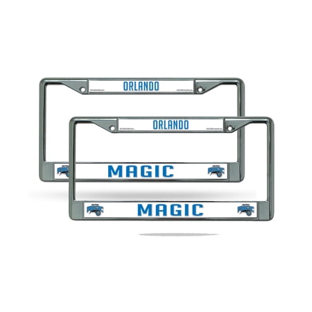 Orlando Basketball Magic Chrome Metal (2) License Plate Frame Set