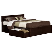 Orlando Platform Bed with Flat Panel Foot Board and 2 Urban Bed Drawers, Brown, King