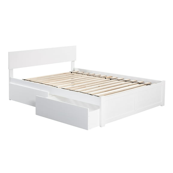 Orlando Platform Bed with Flat Panel Foot Board and 2 Urban Bed Drawers, Multiple Colors, Multiple Sizes