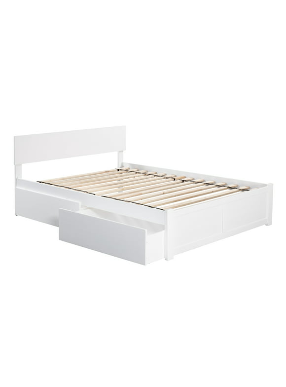 Orlando Platform Bed with Flat Panel Foot Board and 2 Urban Bed Drawers, Multiple Colors, Multiple Sizes