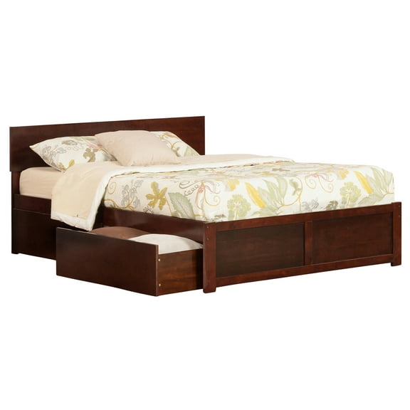 Orlando Platform Bed with Flat Panel Foot Board and 2 Urban Bed Drawers, Multiple Colors, Multiple Sizes