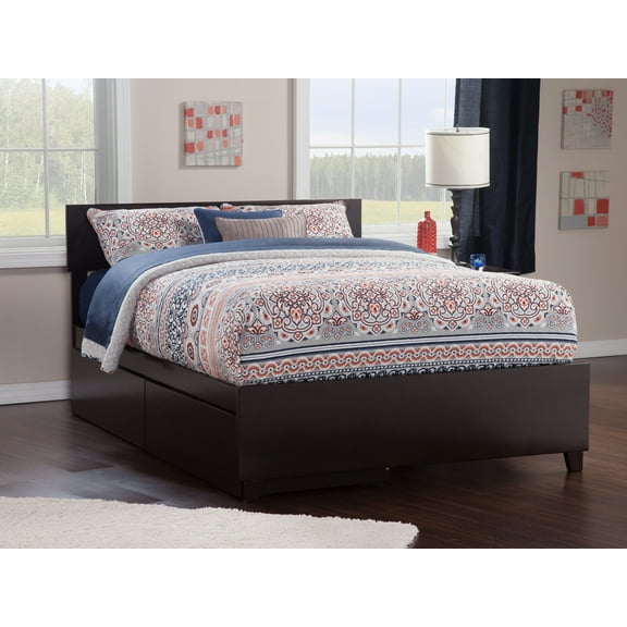 Orlando Platform Bed with Matching Foot Board with 2 Urban Bed Drawers in Multiple Colors and Sizes