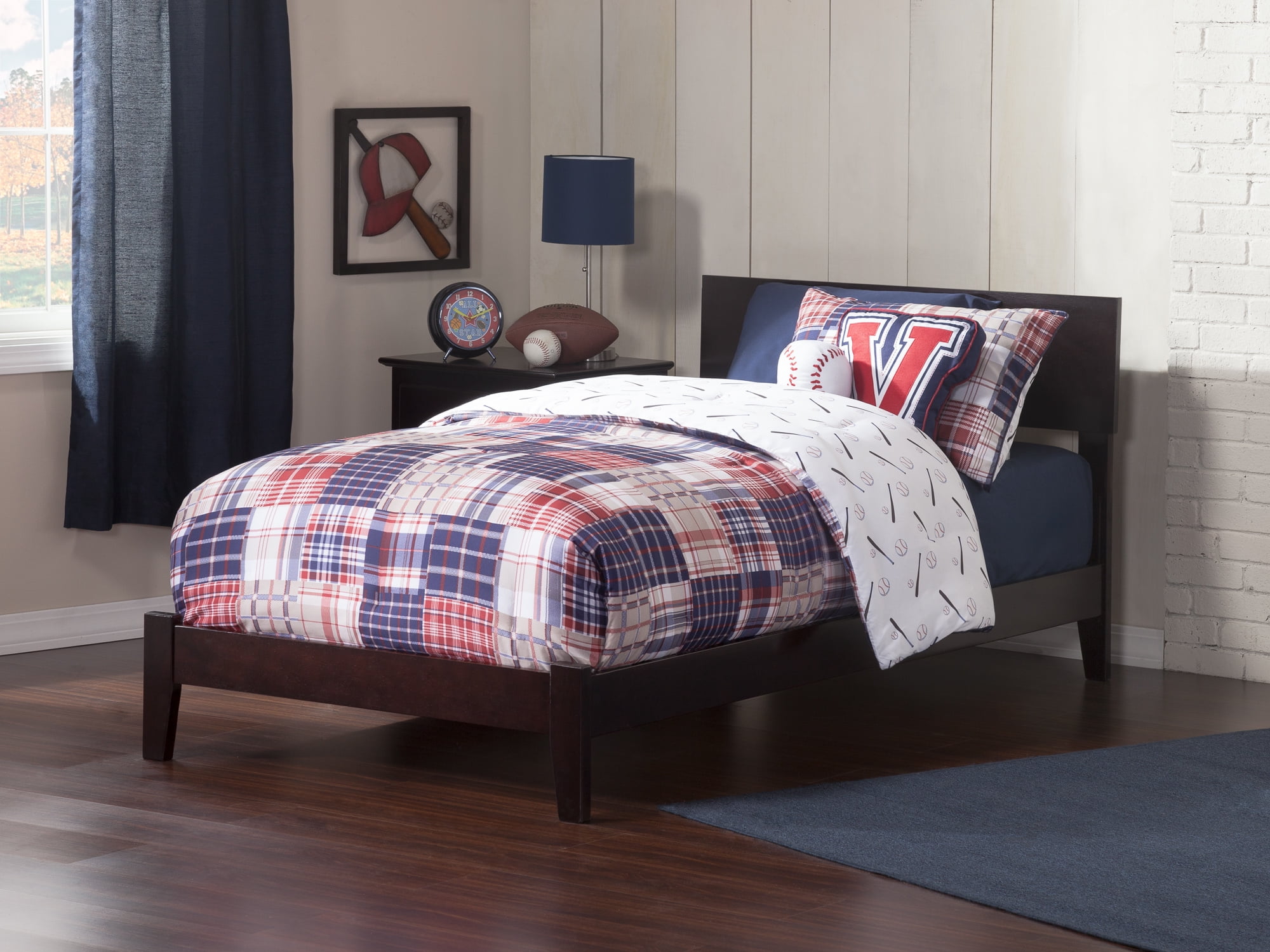 Orlando Dark Wood Twin Platform Bed with Headboard