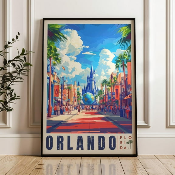 Orlando Travel Poster - Florida Wall Art Print, Illustration Poster, Artwork, Home & Office Decor, Gift Idea, United States Travel Print Wall Art, Modern Wall Decor, 8x12 UNFRAMED
