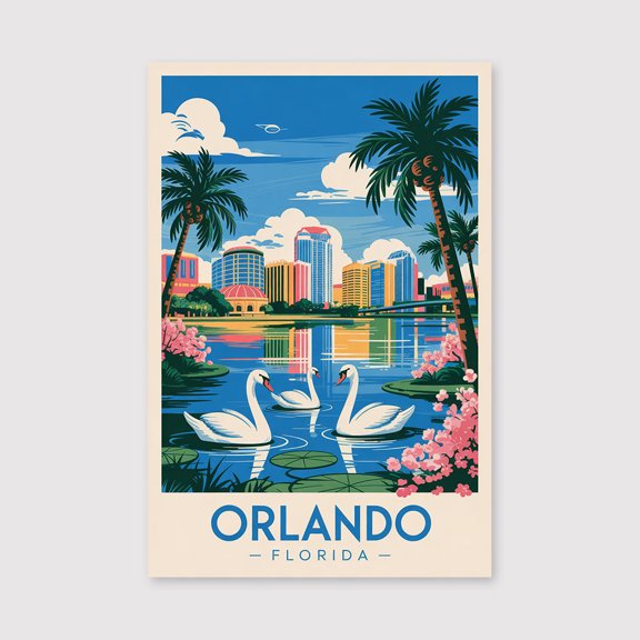 Orlando Travel Print Canvas Wall Art, Orlando Wall Hanging Home decor Orlando Canvas Art, Canvas Beach Florida Orlando Print Canvas For Florida City-1WN848