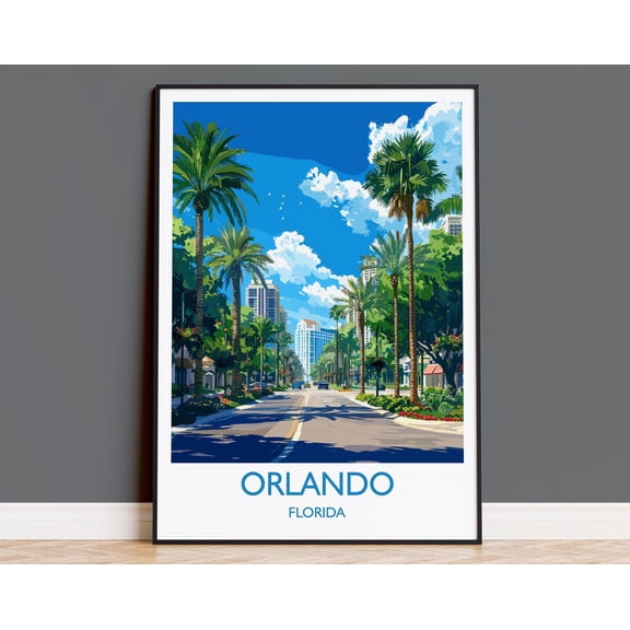 Orlando Travel Print, Travel Poster of Orlando, Orlando Art lovers Gift, Florida Art Gift, USA Wall Art Print, 24x36 UNFRAMED