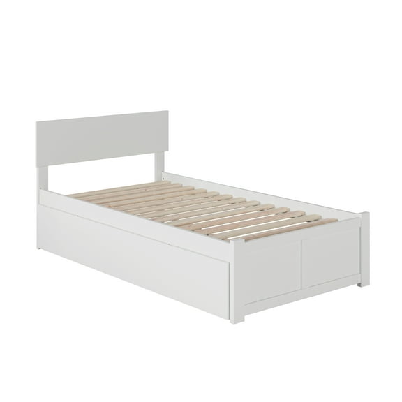Orlando Twin Extra Long Bed with Footboard and Twin Extra Long Trundle in White