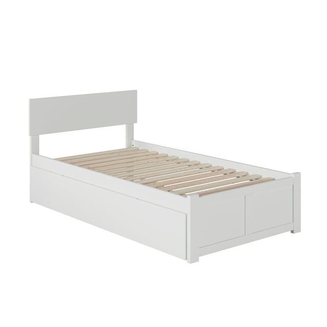 Orlando Twin Extra Long Bed with Footboard and Twin Extra Long Trundle in White