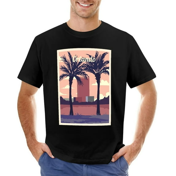 Orlando Vintage T-shirt Mens Cotton Classic Crewneck Short Sleeve Tees Unisex Black M