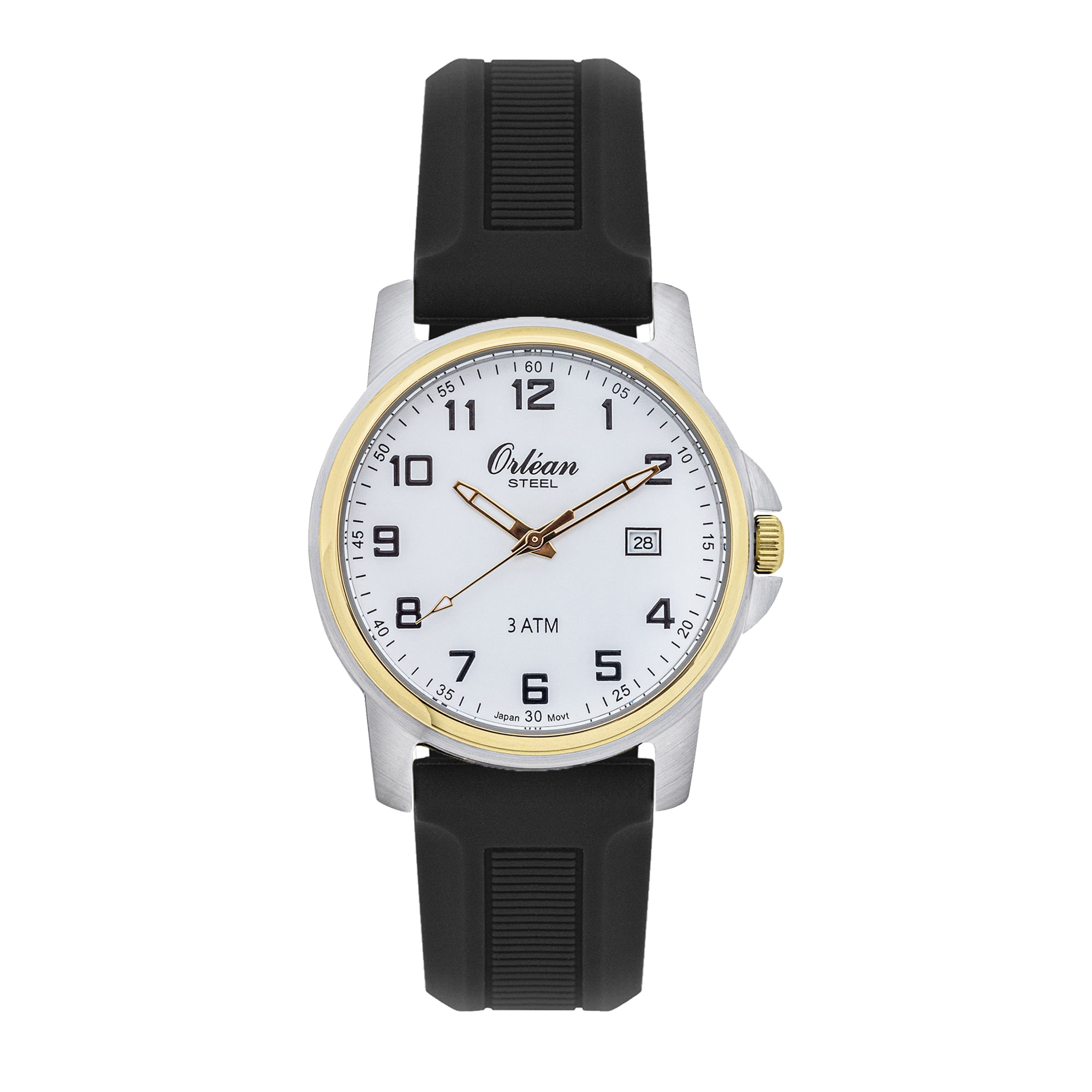 Orlean Mens Easy to Read Watch with Date 316L Stainless Steel Case Washable Waterproof Silicone Watch Band 38mm Analog Men s Wrist Watches