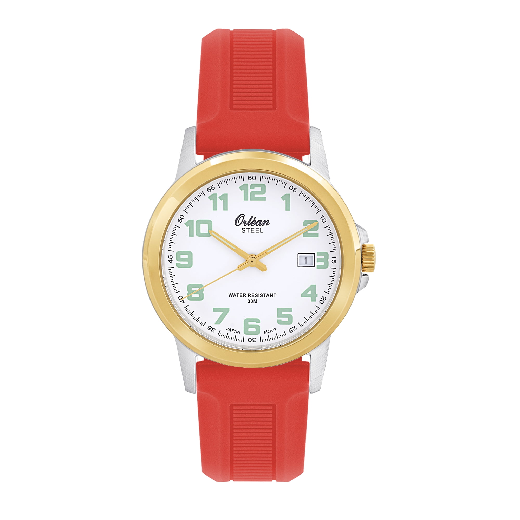 Orlean Mens Watch, Big Glow in the Dark Numbers, Date - Easy 