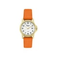 thumbnail image 1 of Orlean Womens Easy to Read Watch with Date - 316L Stainless Steel Case, Leather Watch Band - 27mm Analog Ladie's Wrist Watches - White Dial, Big Easy Read Numbers - Gold / Orange Band, 1 of 4