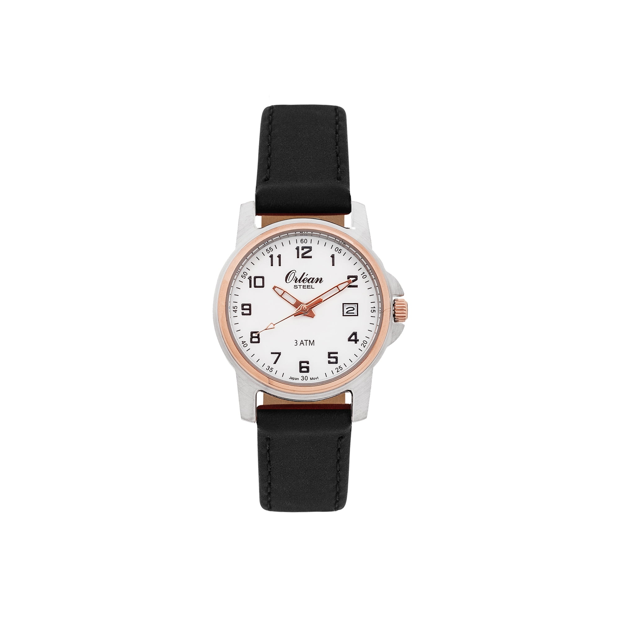 Orlean Womens Easy to Read Watch with Date 316L Stainless Steel Case Leather Watch Band 27mm Analog Ladie s Wrist Watches White Dial Big Easy