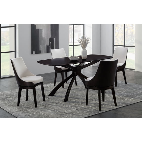 Boraam Wood Orleans 5pc High Back Chair Dining Set Matte Black