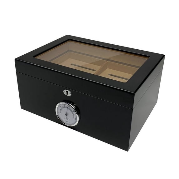 Orleans Group Bally Black Humidor 100 Count Spanish Cedar Finish