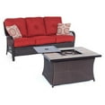 thumbnail image 1 of Orleans Woven Fire Pit Sofa Set with Porcelain Tile Top, Autumn Berry, 1 of 1