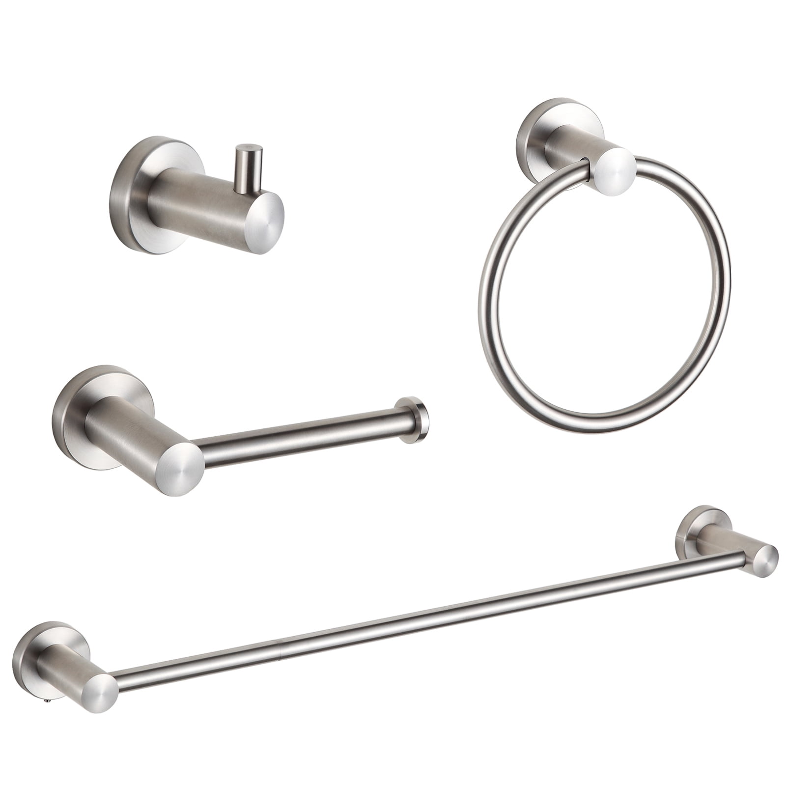 Brushed Nickel Stainless Steel 4-Piece Bathroom Hardware Set