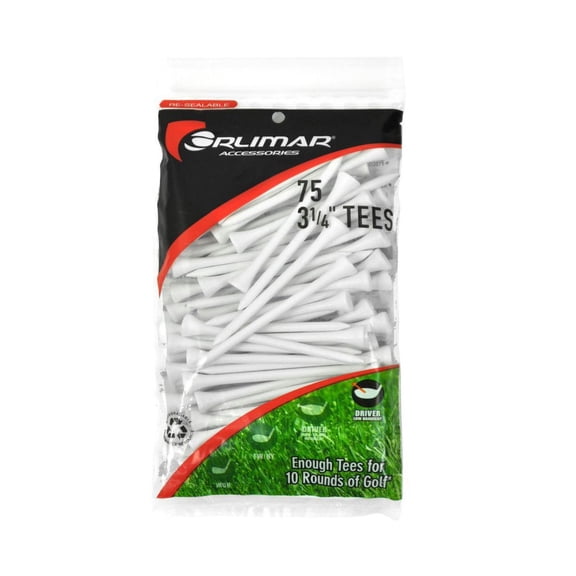 Orlimar 3 1/4-Inch Golf Tees 75-Pack (White)