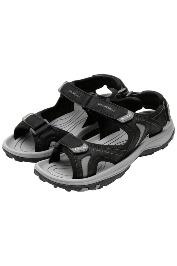 Men's 7 Cleat Hook and Loop Closure Golf Sandal, 11 Medium Black/Gray -