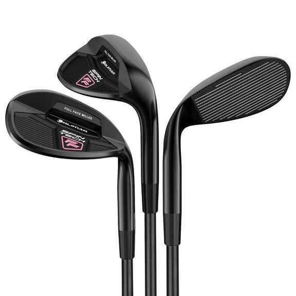Orlimar Spin Tech Full Face 3-Piece Black/Pink Golf Wedge Set for Women, 52 56 60 Left Hand