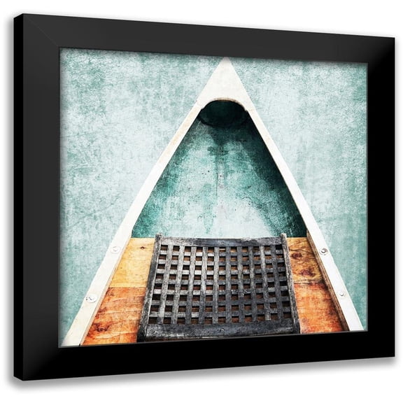 Orlov, Irena 12x12 Black Modern Framed Museum Art Print Titled - Rustic Boat Teal Version