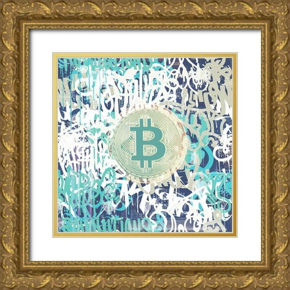 Orlov, Irena 12x12 Gold Ornate Wood Framed with Double Matting Museum Art Print Titled - Bitcoin Graffiti Art VI