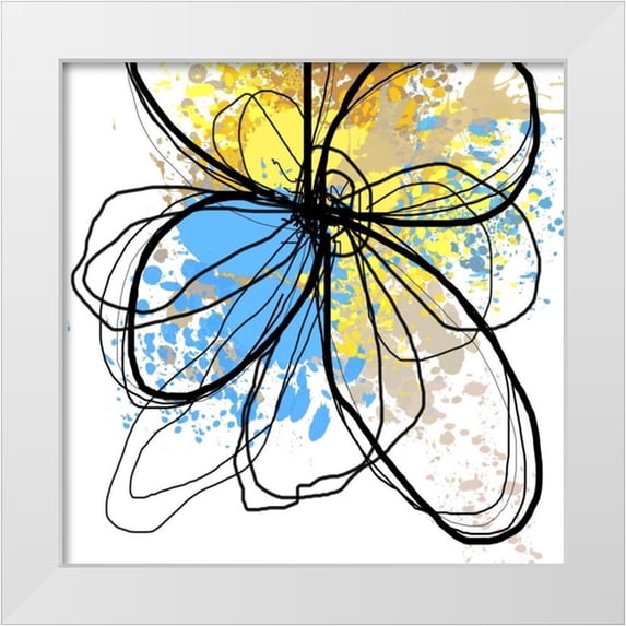 Orlov, Irena 12x12 White Modern Wood Framed Museum Art Print Titled - Blue Splash Flower I