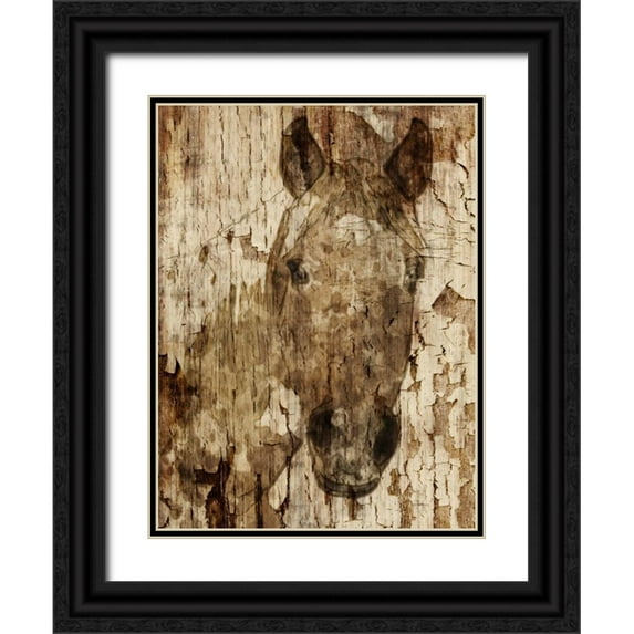 Orlov, Irena 12x14 Black Ornate Wood Framed with Double Matting Museum Art Print Titled - Champagne Horse I