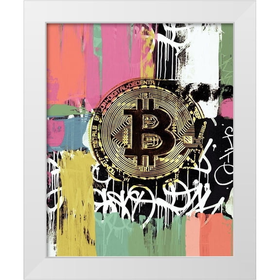 Orlov, Irena 12x14 White Modern Wood Framed Museum Art Print Titled - Crypto Currency Bitcoin Graffiti III