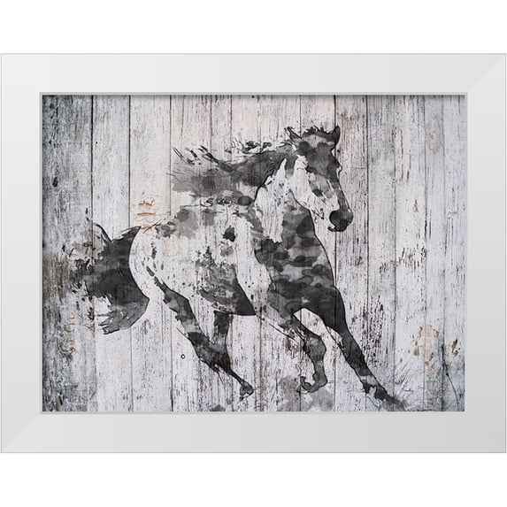 Orlov, Irena 14x12 White Modern Wood Framed Museum Art Print Titled - Running Black Horse