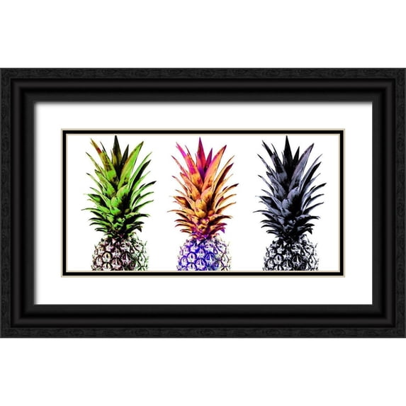 Orlov, Irena 14x9 Black Ornate Wood Framed with Double Matting Museum Art Print Titled - Colourful Pinapples II