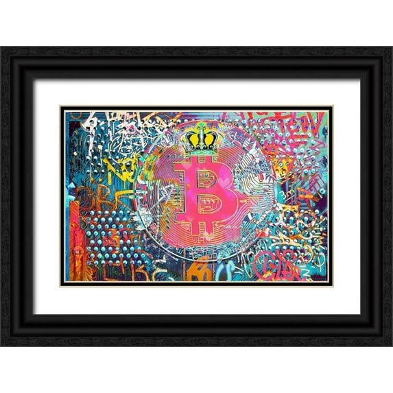 Orlov, Irena 18x13 Black Ornate Wood Framed with Double Matting Museum Art Print Titled - Bitcoin Graffiti Art VIII