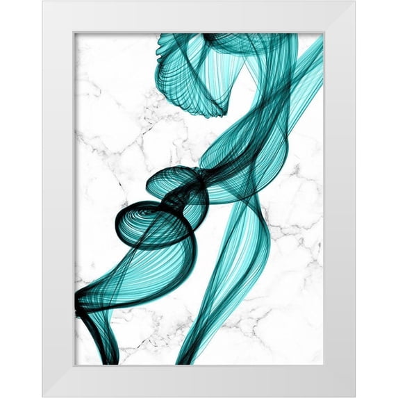Orlov, Irena 19x24 White Modern Wood Framed Museum Art Print Titled - Teal Ribbons II