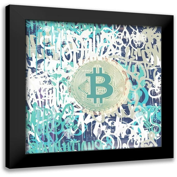 Orlov, Irena 20x20 Black Modern Framed Museum Art Print Titled - Bitcoin Graffiti Art VI
