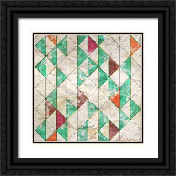 Orlov, Irena 20x20 Black Ornate Wood Framed with Double Matting Museum Art Print Titled - Geometric Color Shape VIII