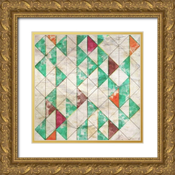 Orlov, Irena 20x20 Gold Ornate Wood Framed with Double Matting Museum Art Print Titled - Geometric Color Shape VIII