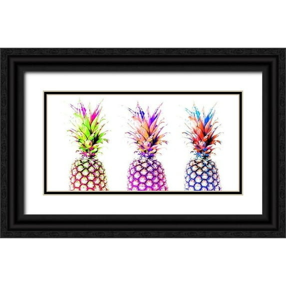 Orlov, Irena 32x18 Black Ornate Wood Framed with Double Matting Museum Art Print Titled - Colourful Pinapples I