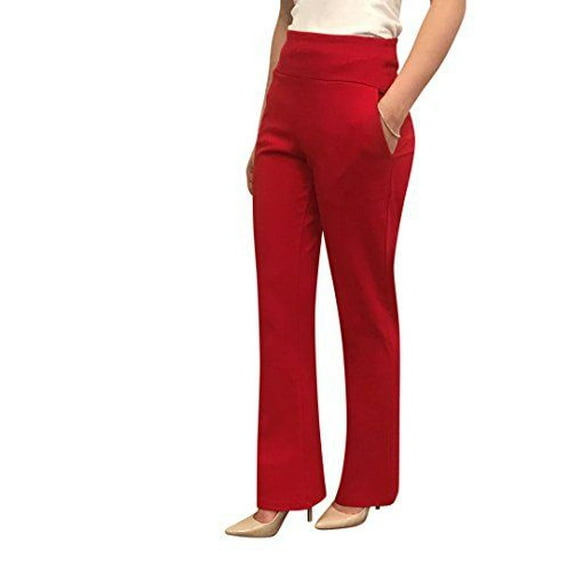 OrlyCollection Womens Elegant Bootcut Pants with Pocket(Red,Small)