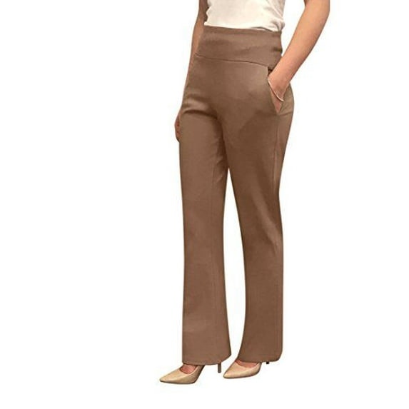 OrlyCollection Womens Elegant Bootcut Pants with Pocket(Taupe,X-Large)