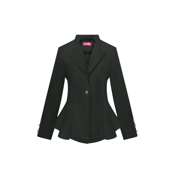 OrlyCollection Womens Peplum Blazer with Silver Buttons High Low Jacket Hunter Green,Small)