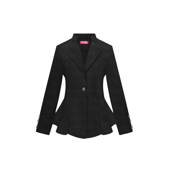 OrlyCollection Womens Peplum Blazer with Silver Buttons High Low Jacket (Red, 3X)